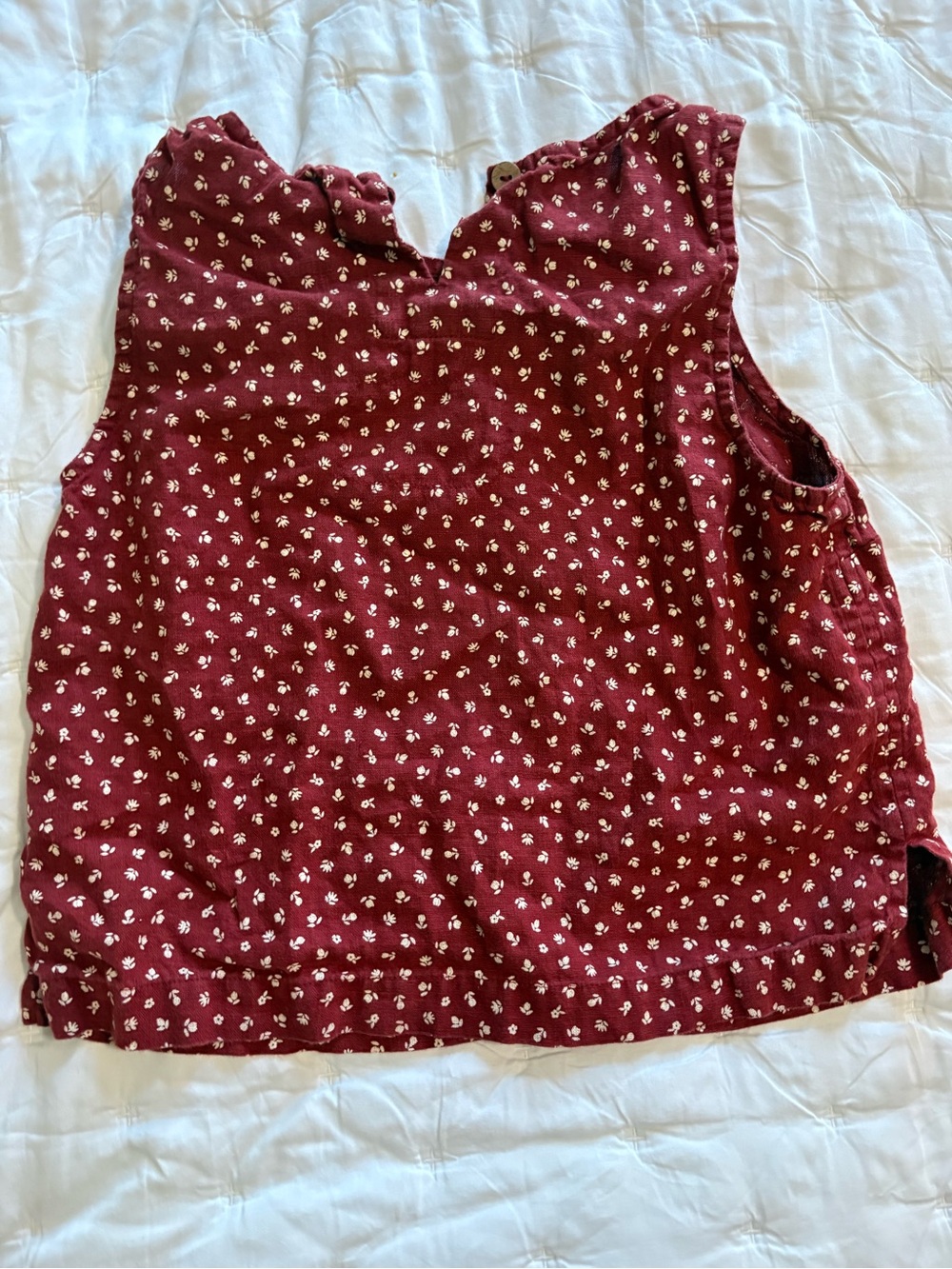 notPERFECTLINEN Bay2 Burgundy Floral Linen Tank Top M